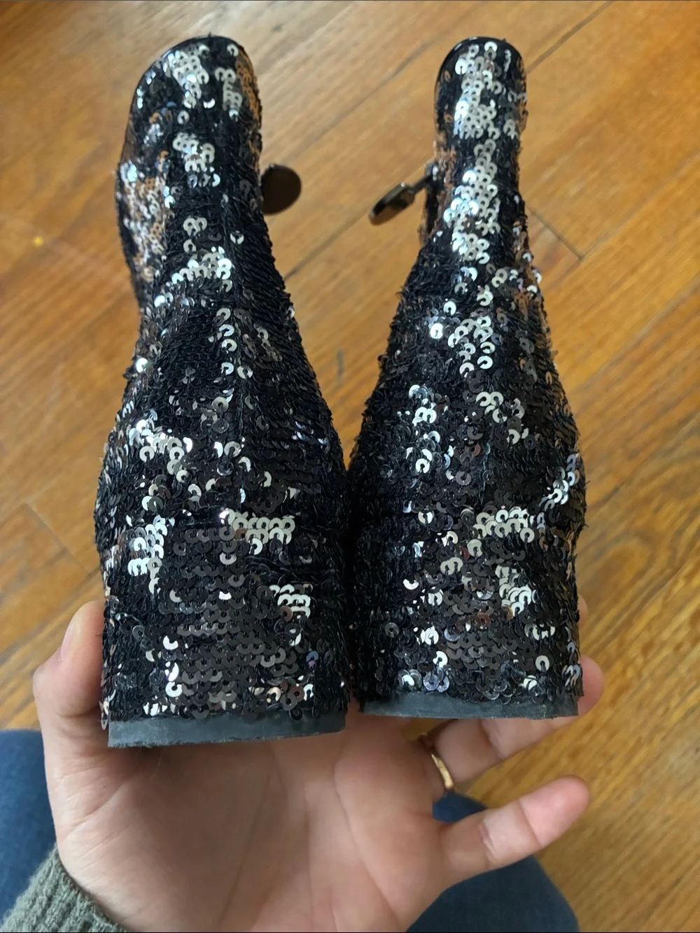 Chiara Ferragni Black Sequin Ankle Boots S39 US 8.5